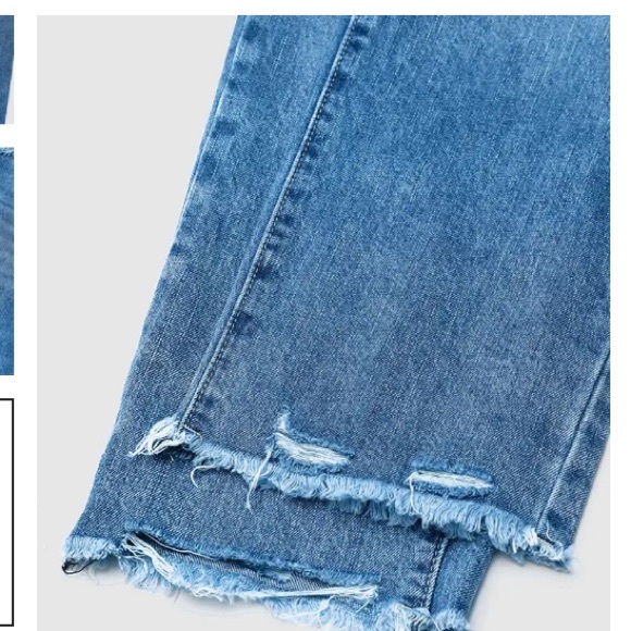 Flamingals Ripped Raw Hem Mid Rise Straight Leg Cropped Jeans Size Medium NWT - Picture 8 of 11